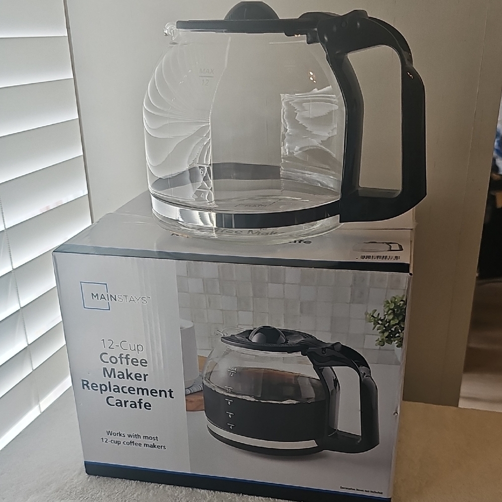 Mainstays Black and Clear Coffee Maker Carafe 12 Cup Replacement